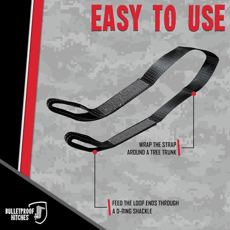 BulletProof Hitches - 3" x 6' Tree Saver Tow Strap - Winch Tree Saver Strap with 30,000 lbs Breaking Strength - Offroad Recovery for Jeep, 1500/F150 Trucks - Towing Winch Recovery Straps - Image 4